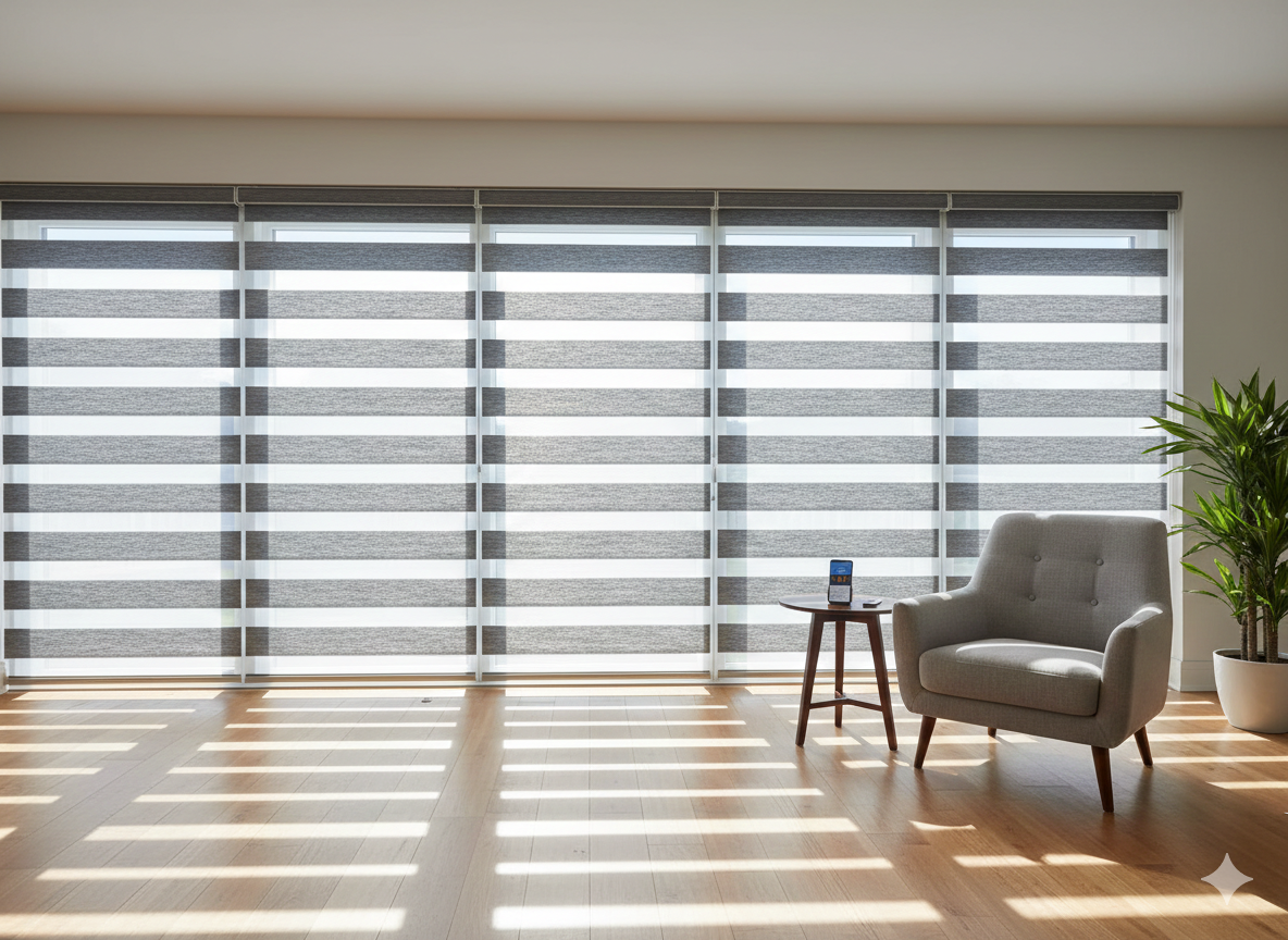 DL22033 Motorized Blinds With Cassette Zebra Blinds